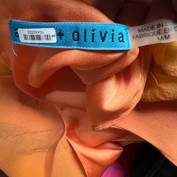Alice + Olivia Orange Silk Blouse shirt Top Medium - Picture 5 of 8